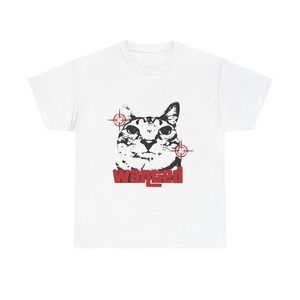 Wanted Cat Tee Stenciled Cat Face With Target Marks